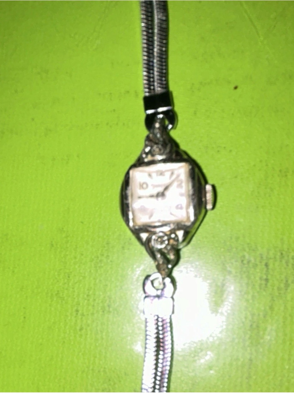 Vintage SilverTone Ladies Wristwatch  White Dial